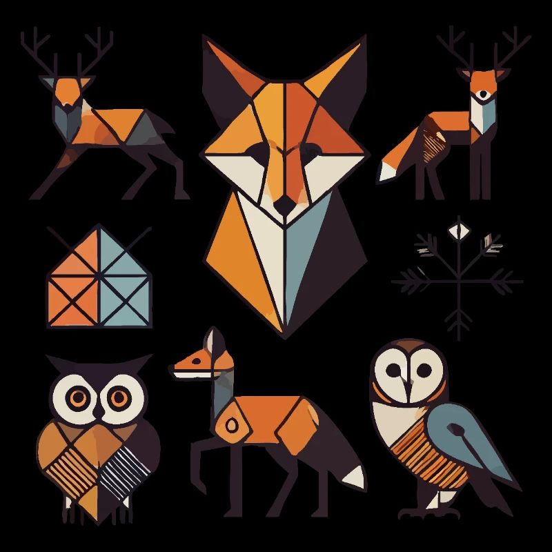 Geometric forest animals