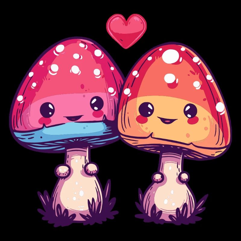 Pilze Paar Liebe Herz Comic