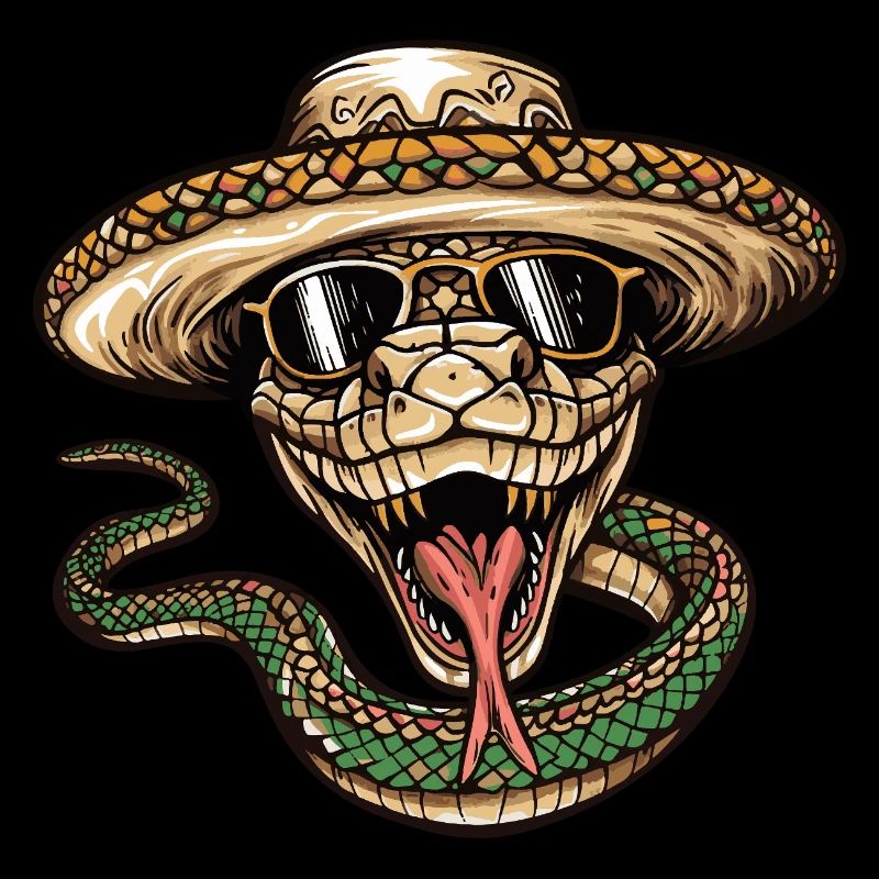 Schlange Kobra Comic Lustig Sombrero