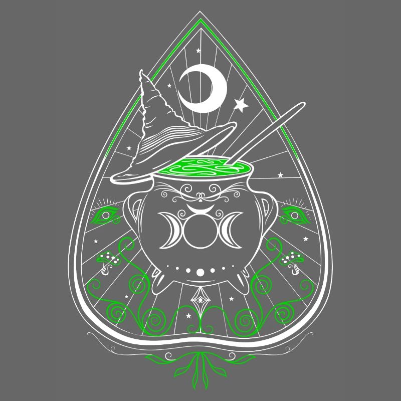 Green Witch Planchette Cauldron Witch Hat