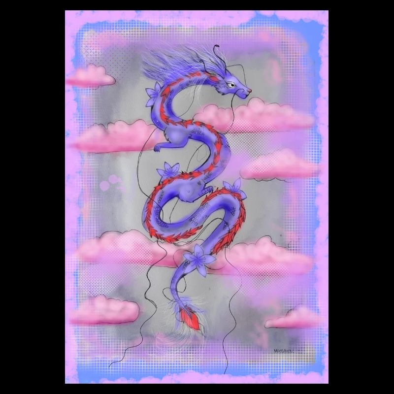 Mythischer Drachen in Wolkenlandschaft