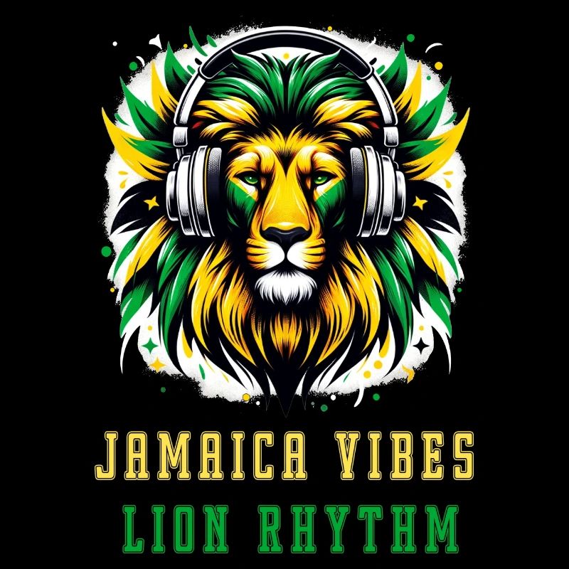 Design reggae avec un lion jamaïcain