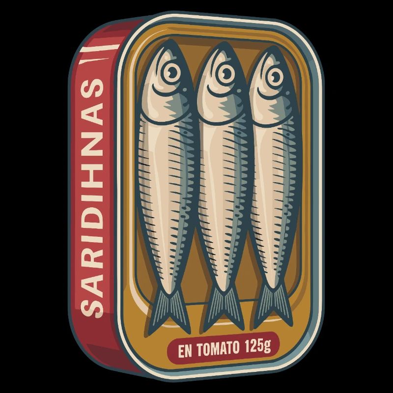Retro sardines tin with tomatoes