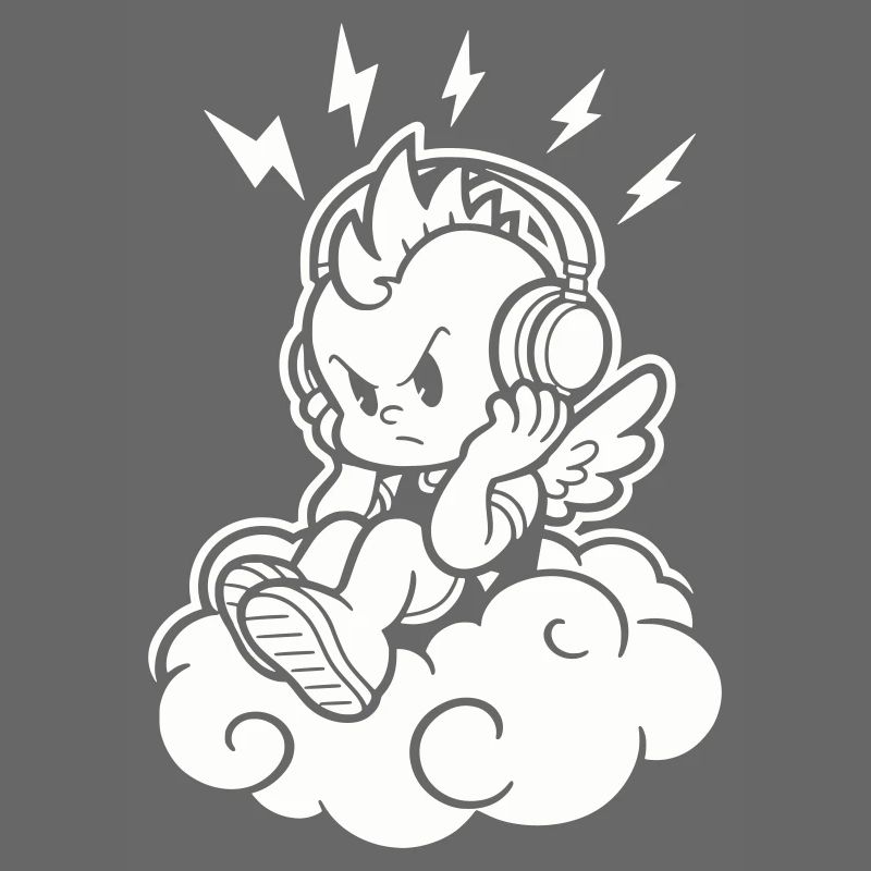 Punk Engel – Cherub mit Kopfhörern