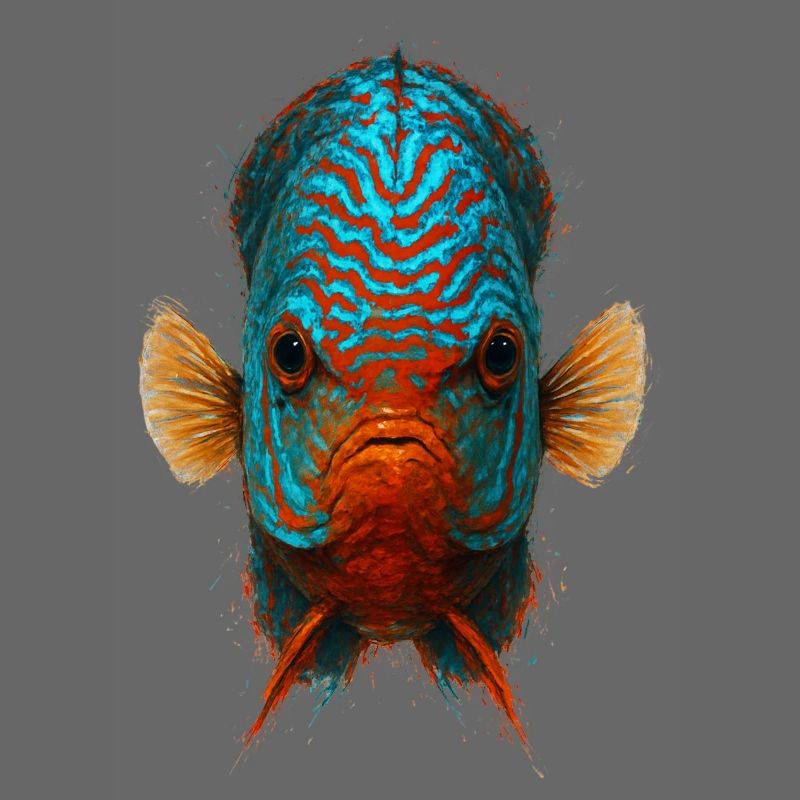 Poisson Discus Bleu et Orange Regard Intense