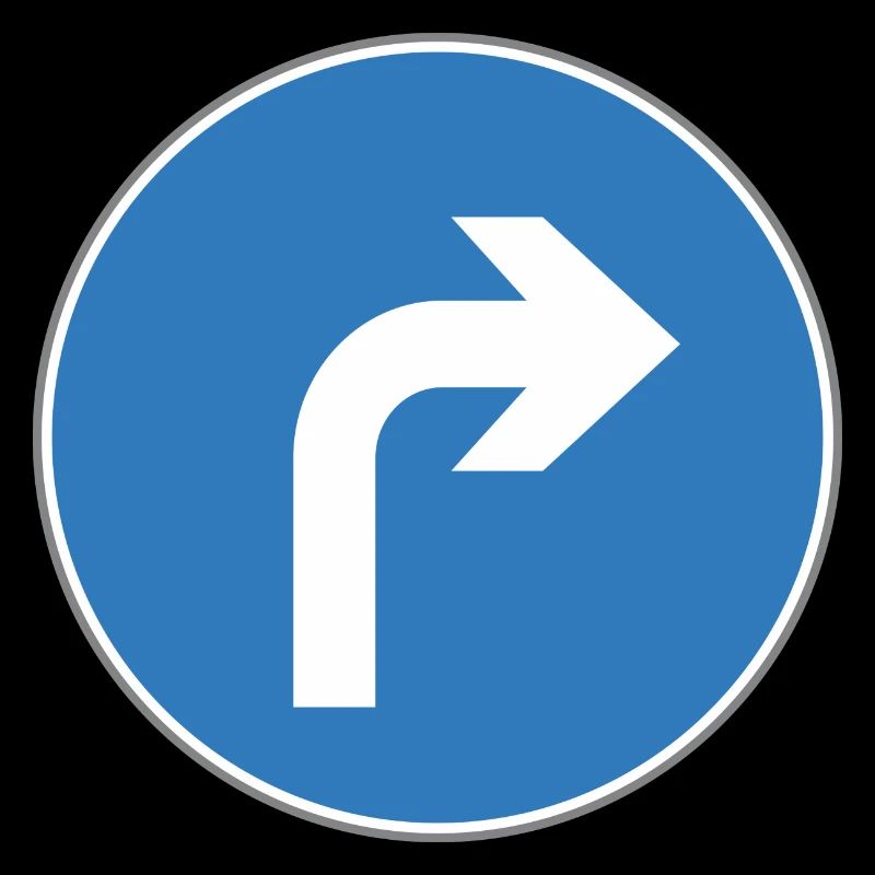 Road sign Right turn blue