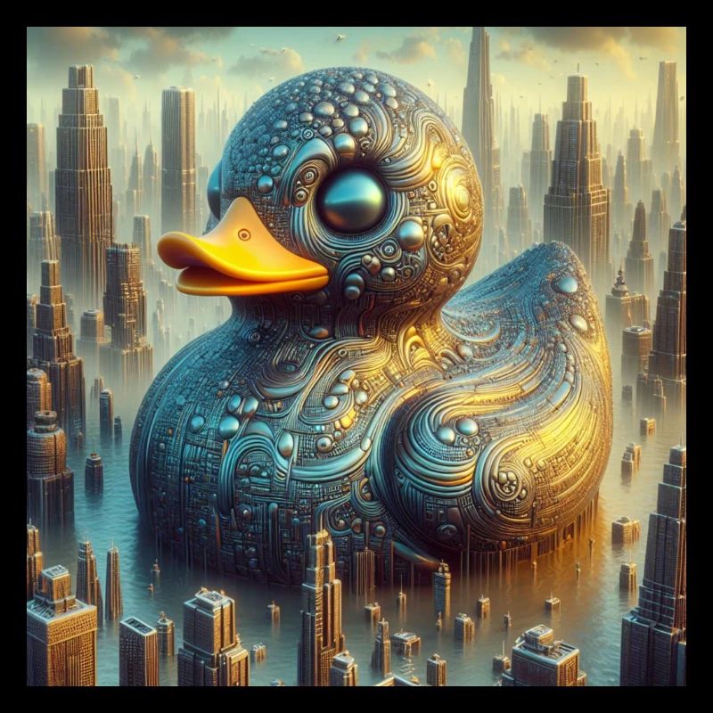 Bath Duck Black Surreal Abstract