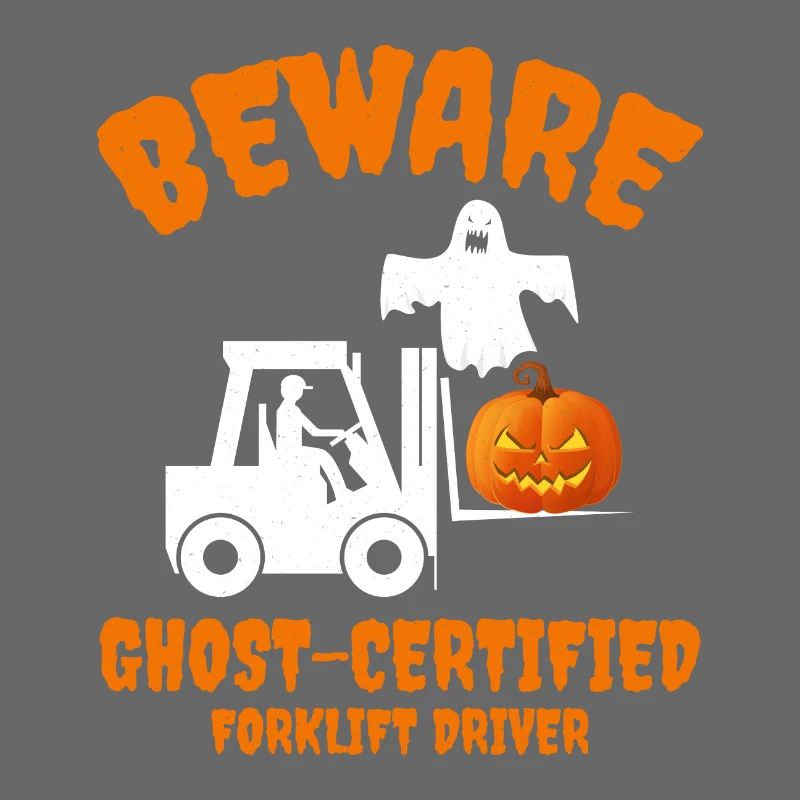 Halloween Ghost Forklift Operator Pumpkin Funny
