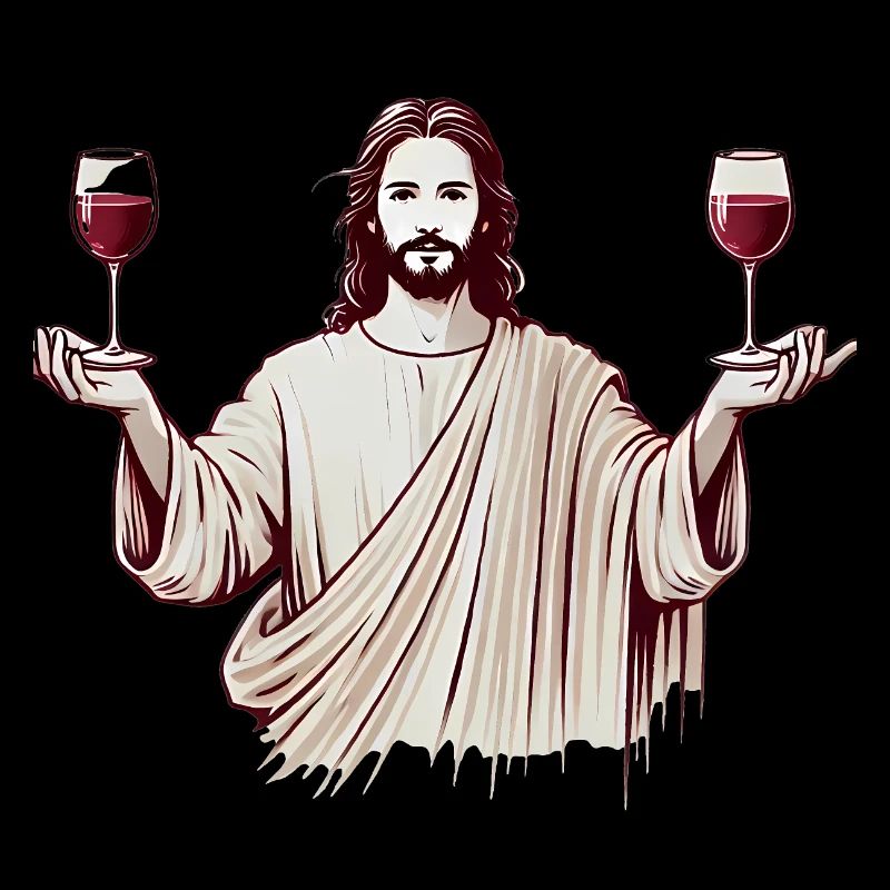 Schluck Geist Jesus mit Weingläsern