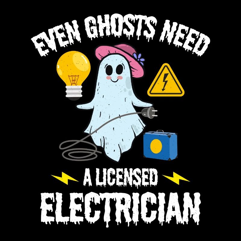 Licensed Electrician Halloween Ghost Funny