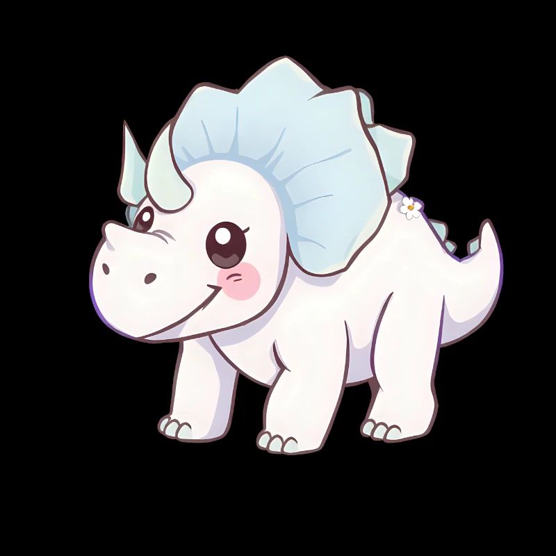 Dinosaure de dessin animé souriant avec arc bleu