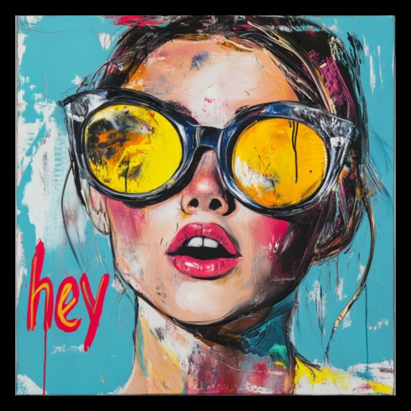 Salutation HEY en pop art rouge