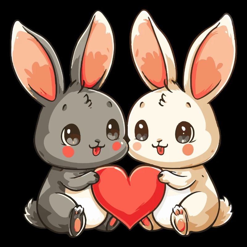 Couple de lapins Amour Pâques Saint-Valentin