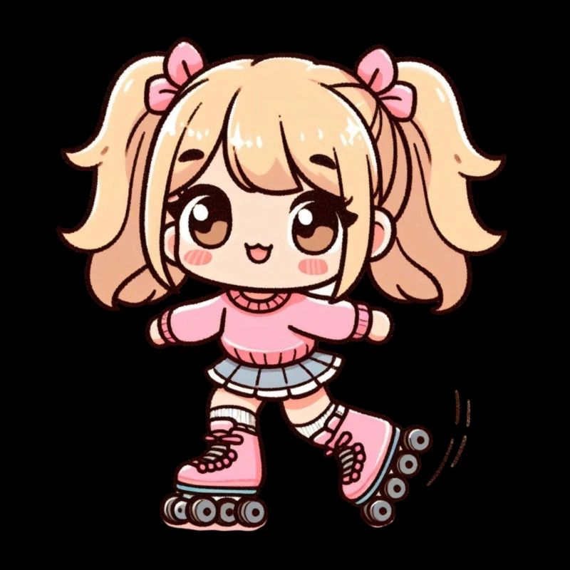Fille dessin mignon qui fait du roller