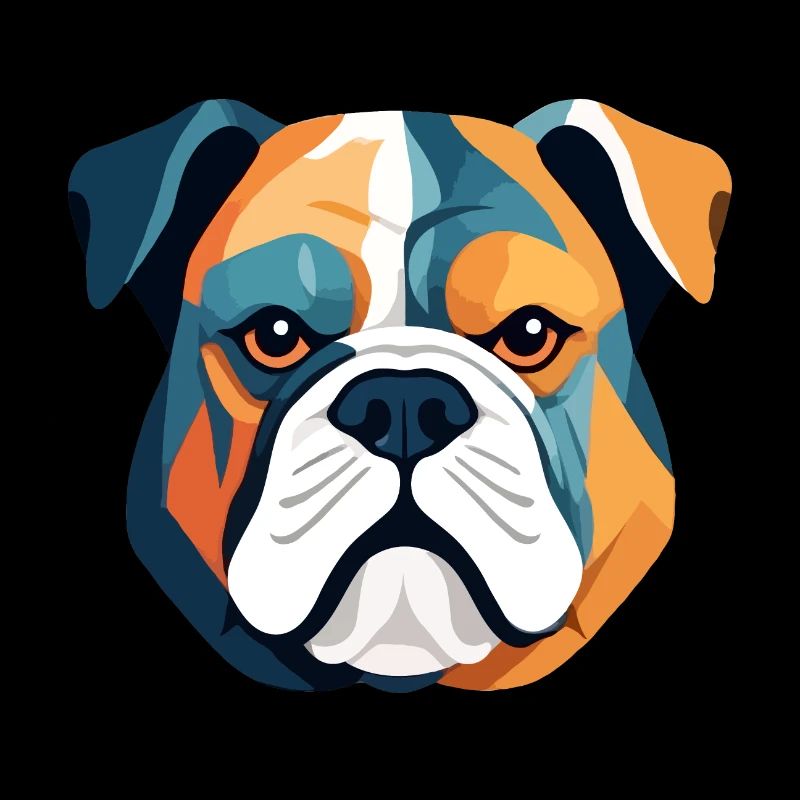 Bouledogue anglais art vectoriel avec couleurs vives