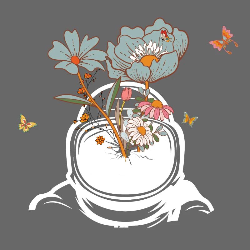 Astronaute avec des fleurs rétro - idée cadeau