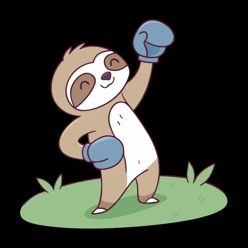Funny Boxing Sloth Cartoon Illustration