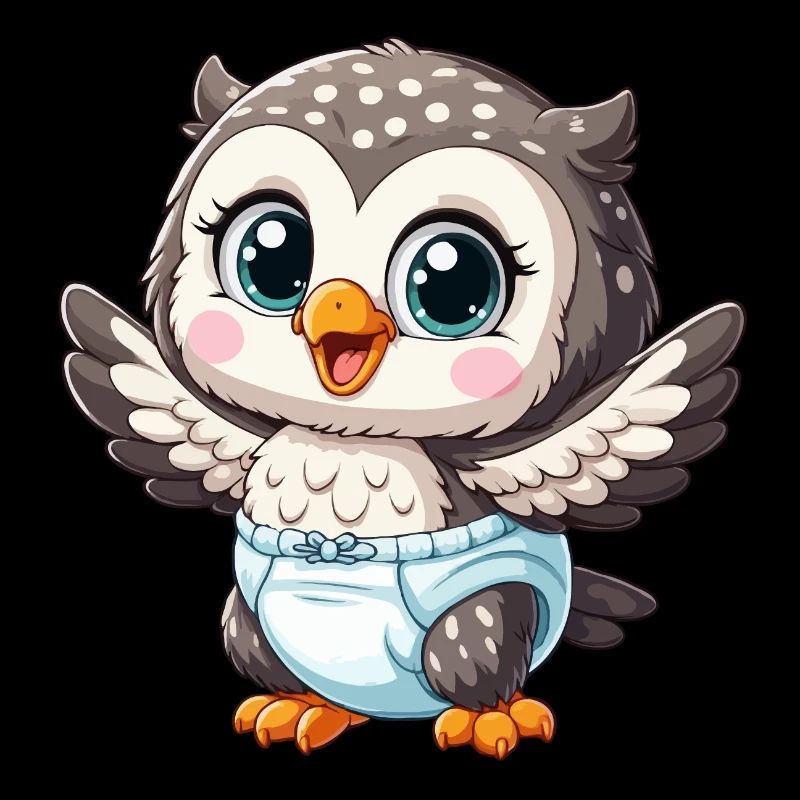 Baby owl with diaper