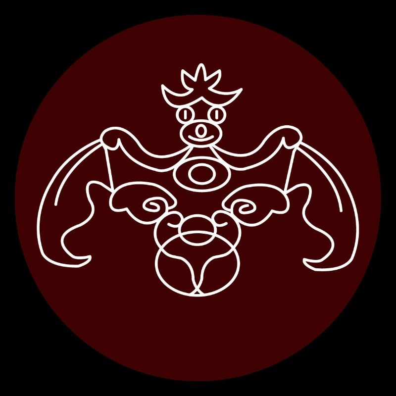 stylized dragon on red-brown background
