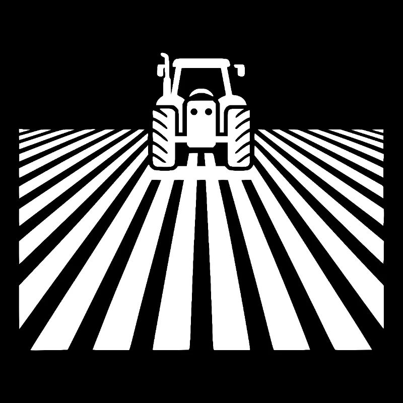 Tractor silhouette over rural background