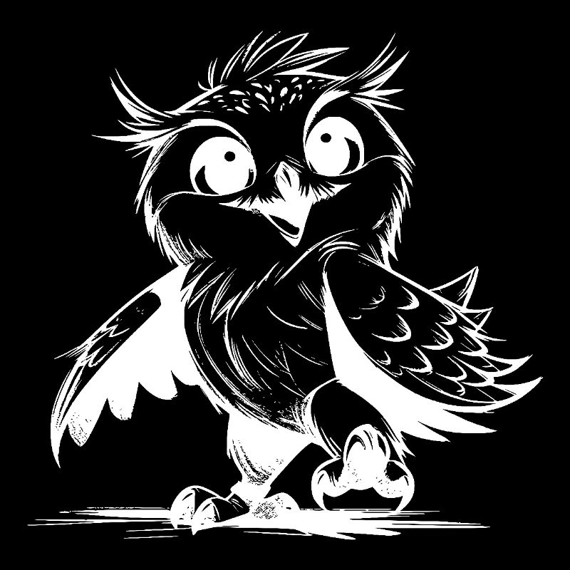 Dancing Baby Owl Pencil Sketch
