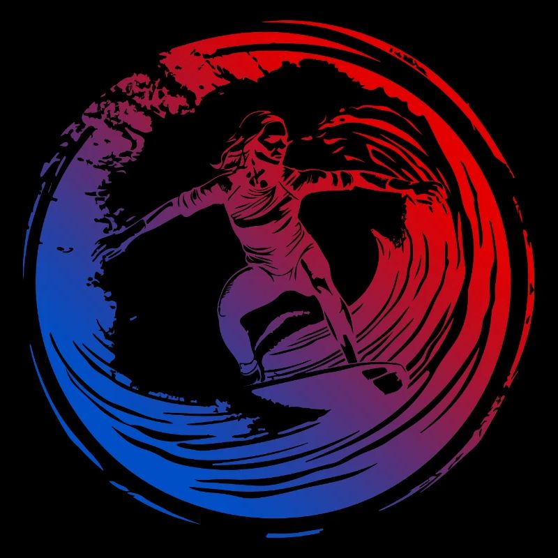 Silhouette de surfeur coloré