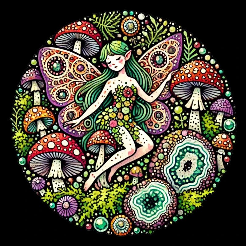 Champignons Vintage Fée Fée Fées Fées Illustration