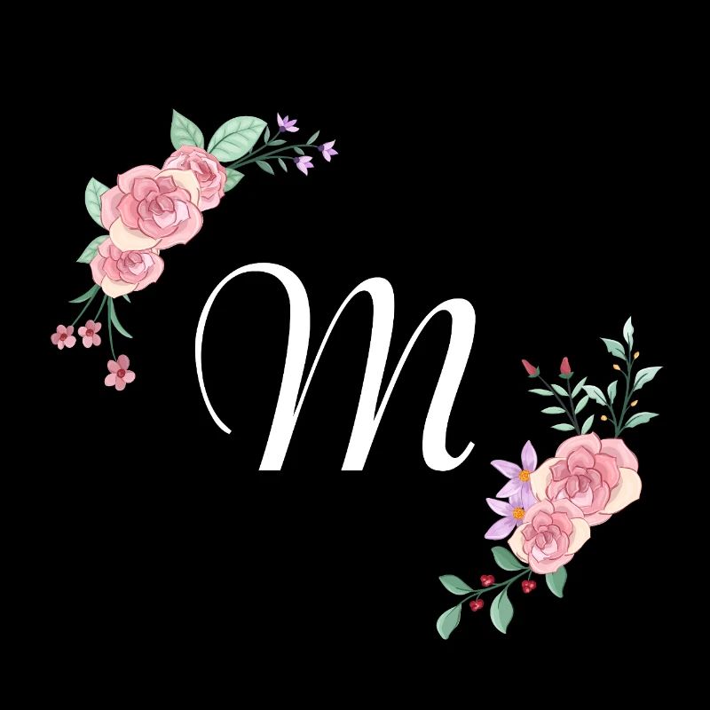 Lettre m florale rose