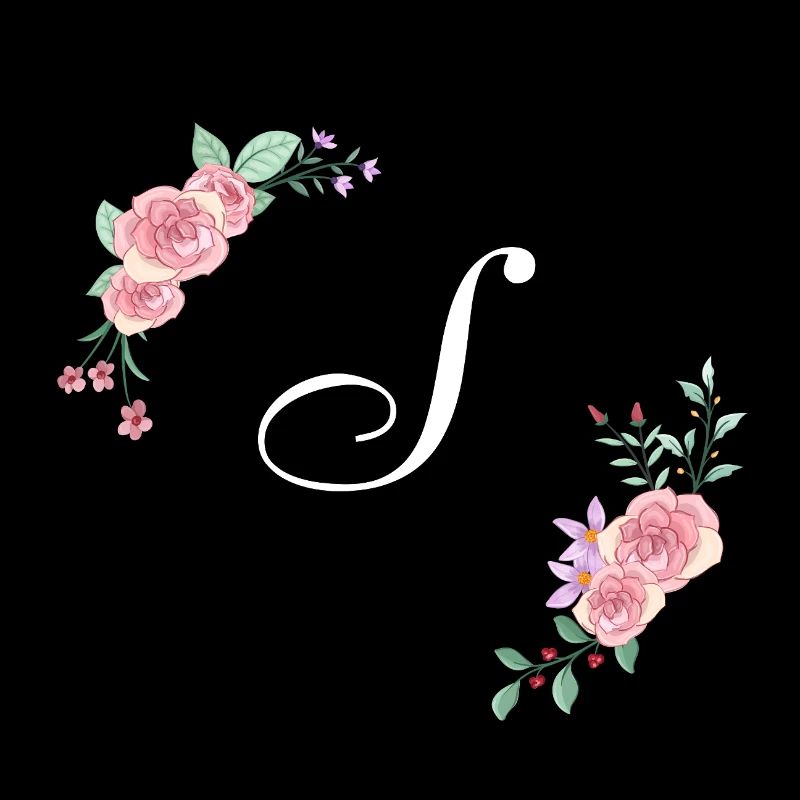 Lettre s florale rose