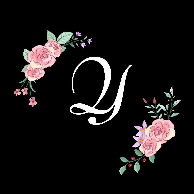 Lettre y florale rose