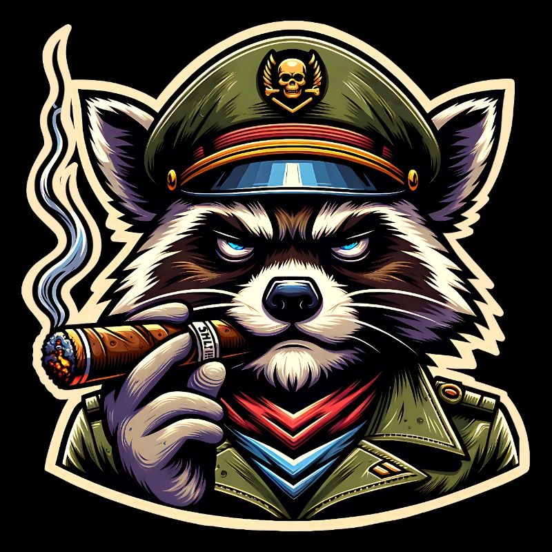 Waschbär Zigarre Soldat