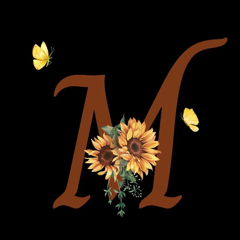 Lettre m tournesol papillon