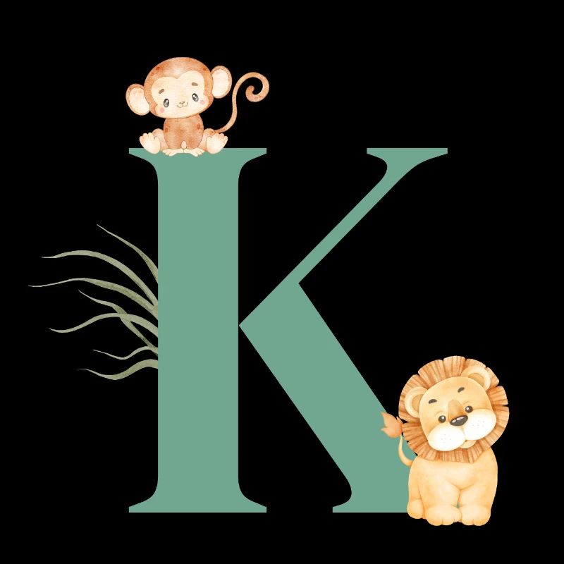 Lettre k vert animaux jungle