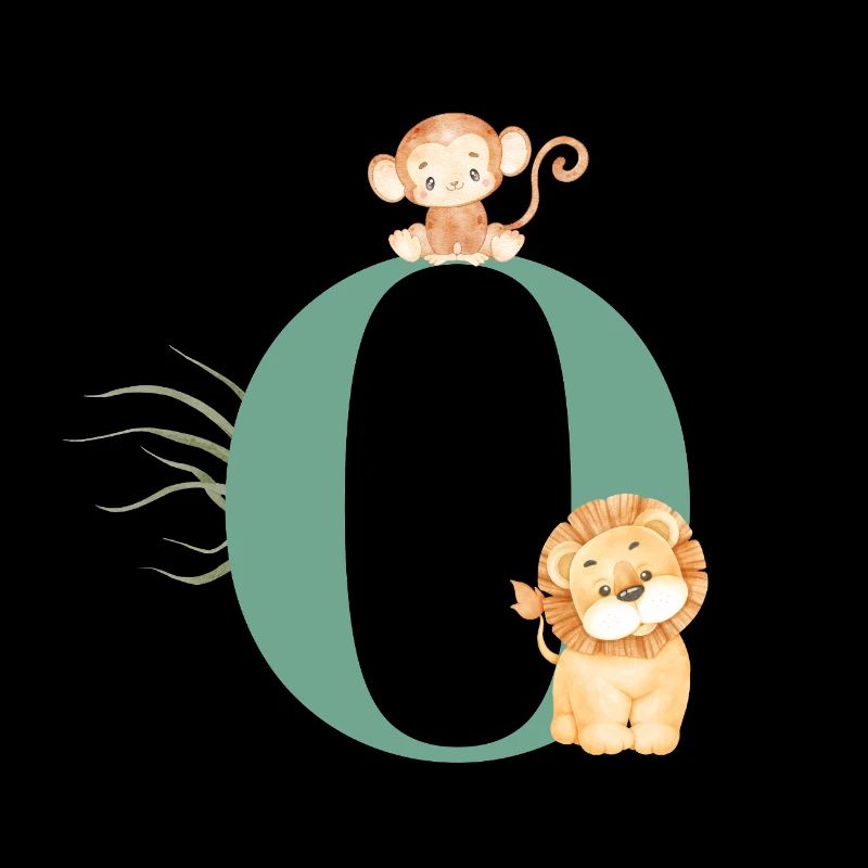 Lettre o vert animaux jungle