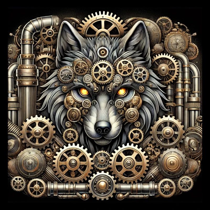 Mecha Wolf Steampunk Guardian