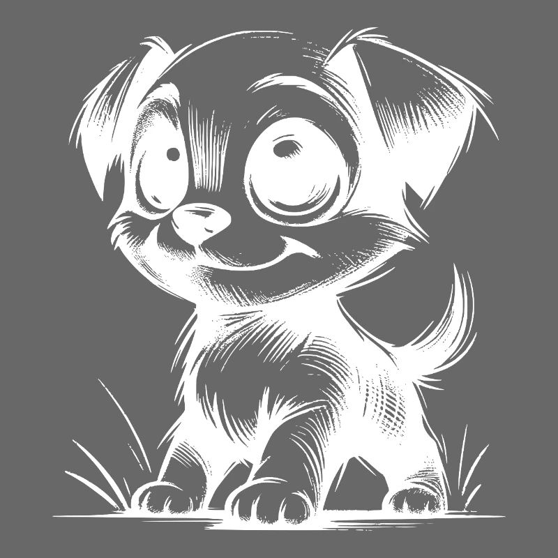 Small Dog Stroke Drawing with Big Eyes