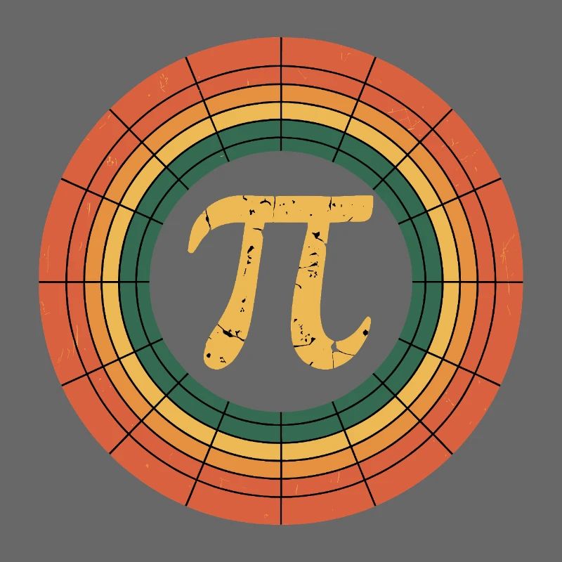 Retro Style Pi Tag Geometric Pattern Art