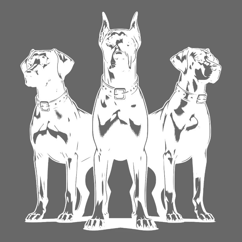 Three elegant vigilant guard dogs on post