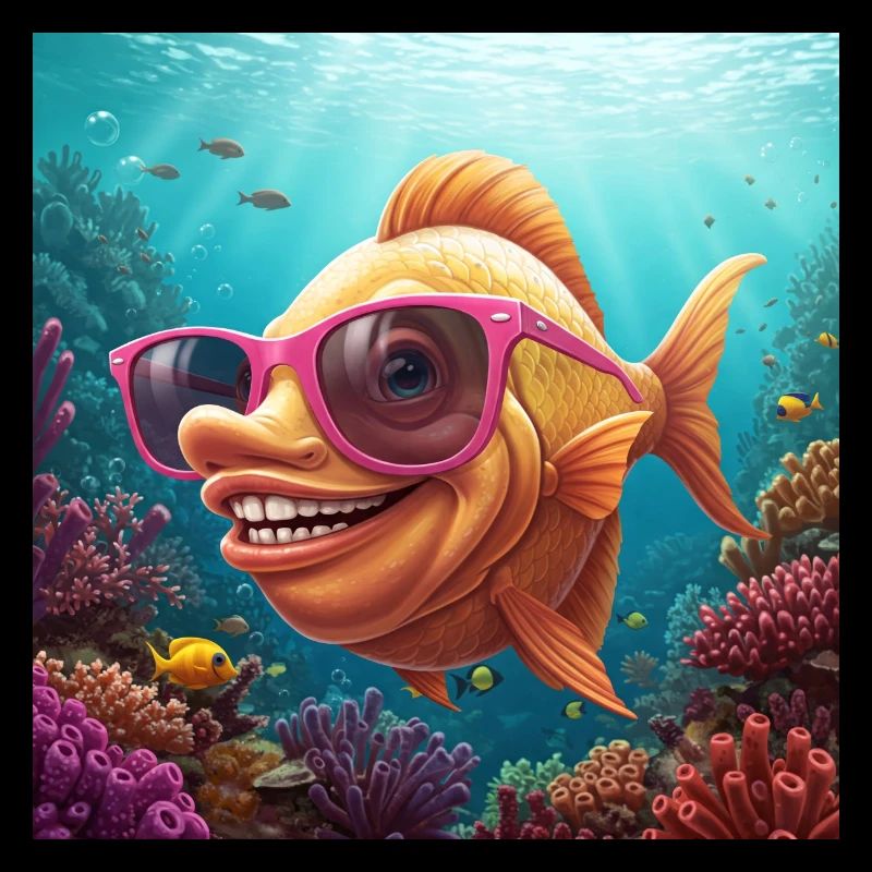Fins Funny fish with sunglasses