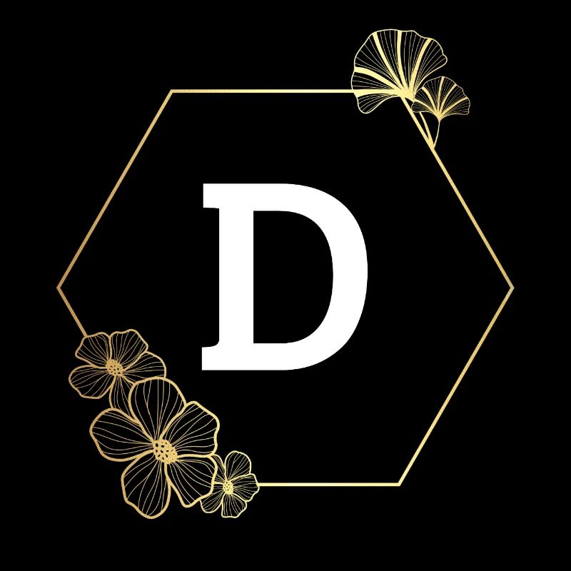 Lettre d cadre Floral doré