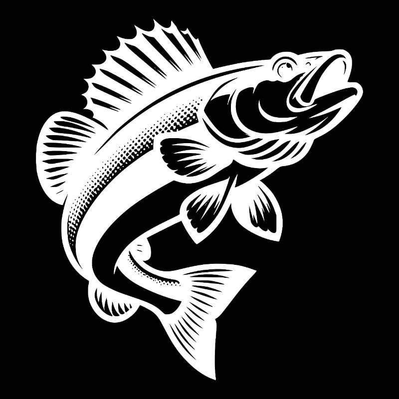 Jumping Zander Fish Classic Angler Motif