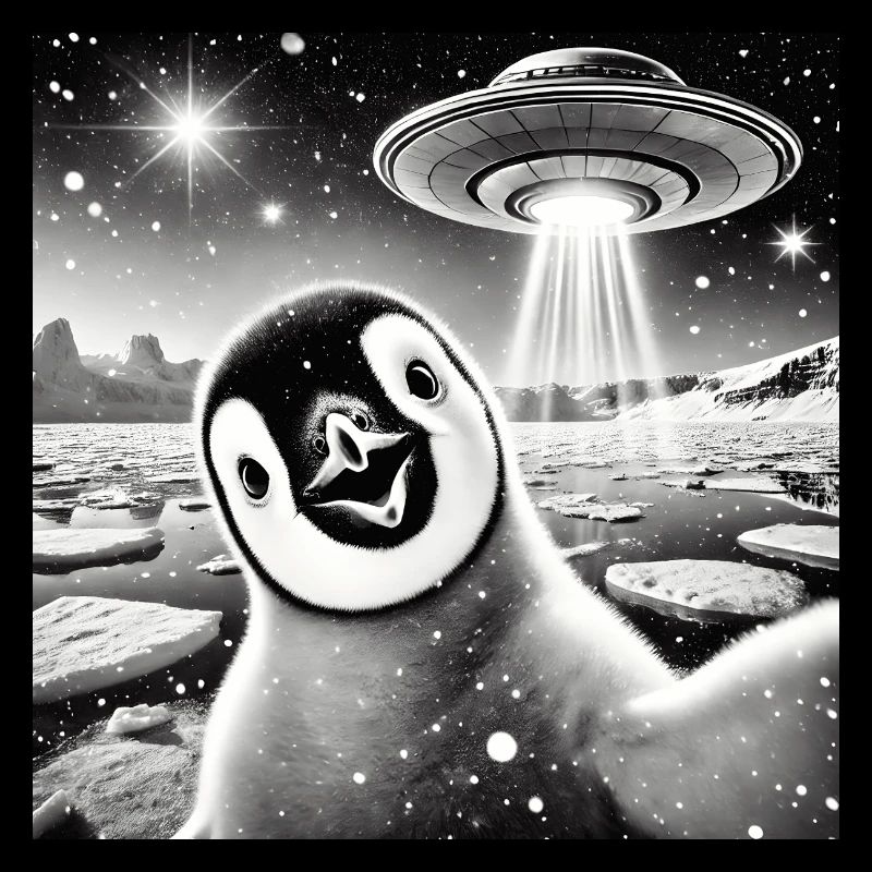 Funny Penguin UFO Alien Alien Outer Space