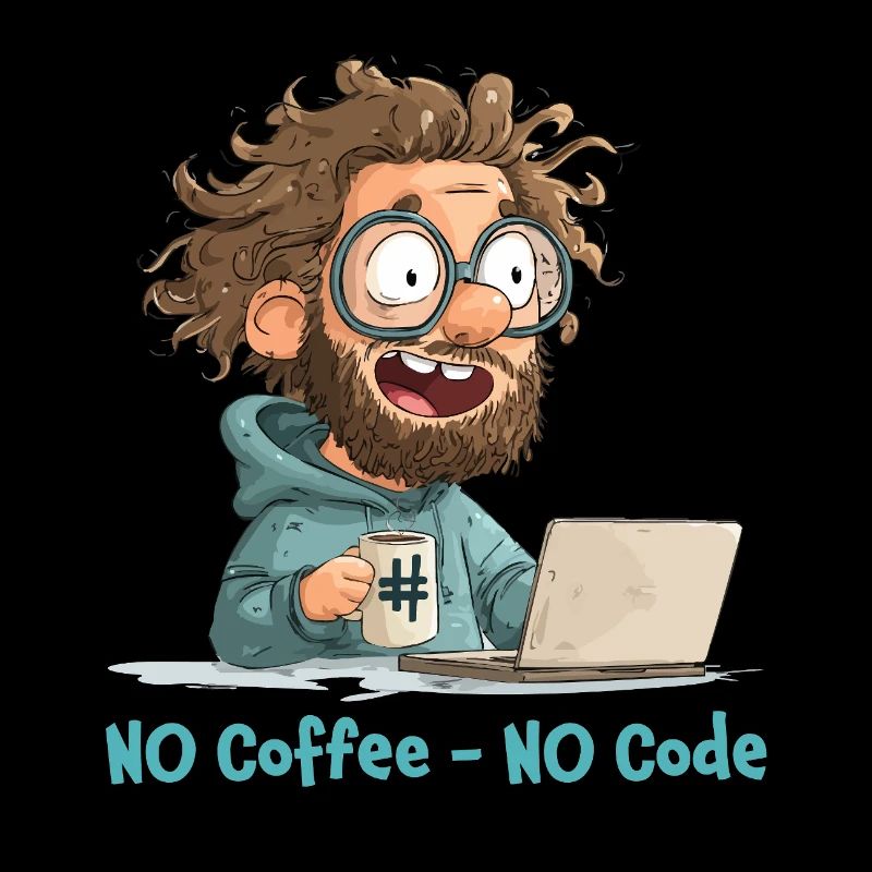 No Coffee - No Code. Lustiges Nerd-Motiv.