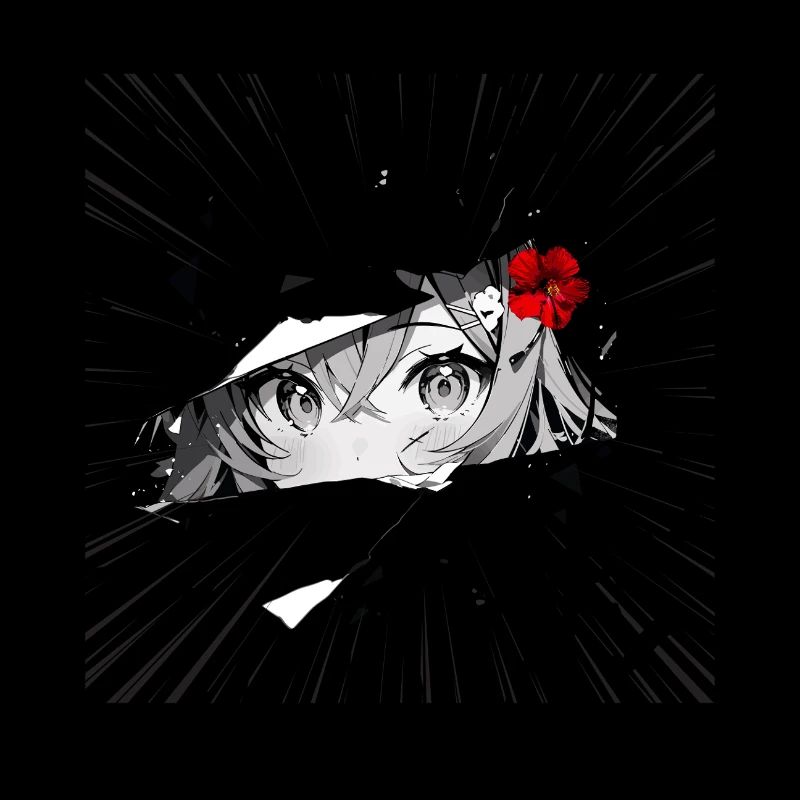 Anime-Mädchen mit roter Blume
