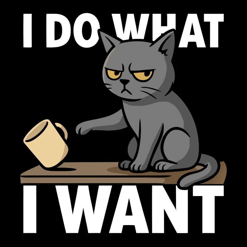 Je fais ce que je veux – Chat sarcastique poussant le café