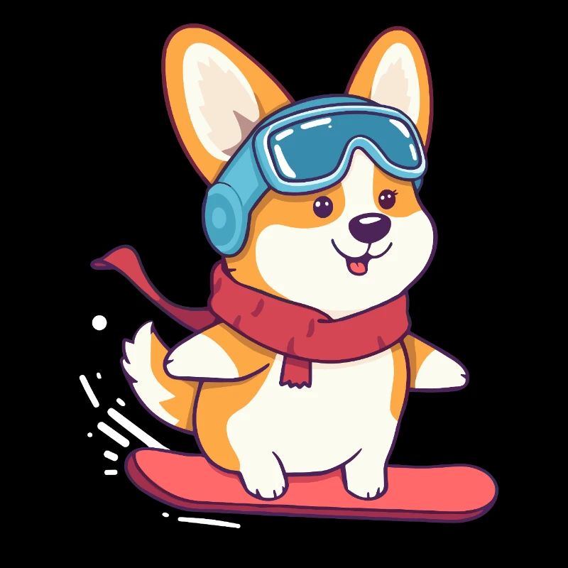 Snowboard Corgi parfait pour les fans de chiens