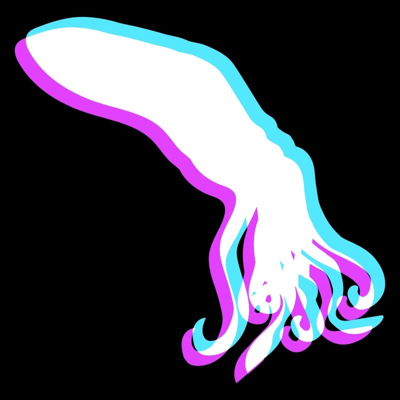 Octopus 3D Illusion Design Cool Blue Red Cyan Pink