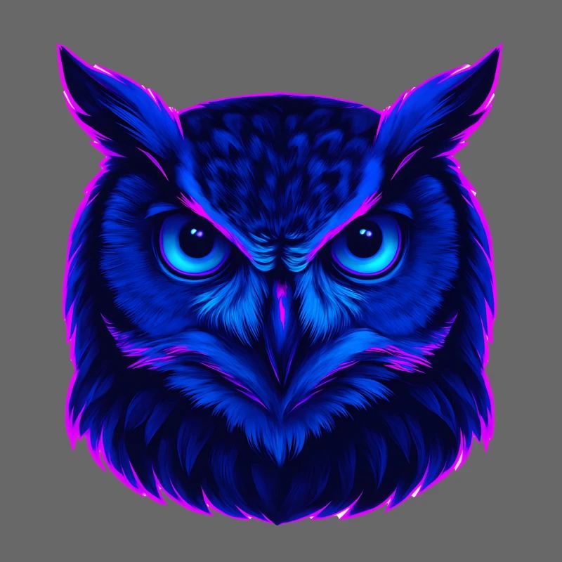 Neonblaue Eule mit intensivem Blick