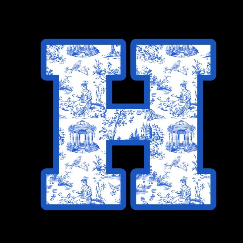 Buchstabe h blaue Chinoiserie