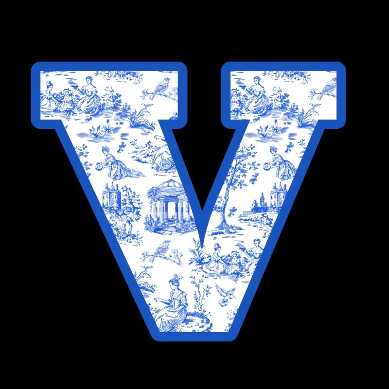 Letter v blue chinoiserie